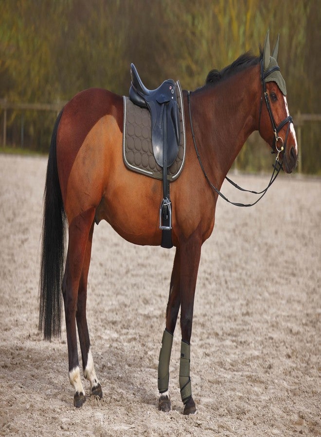 HORZE Marquess Crochet Horse Ear Bonnet | Sound Dampening Fly Protection - Walnut - Horse - Image 3